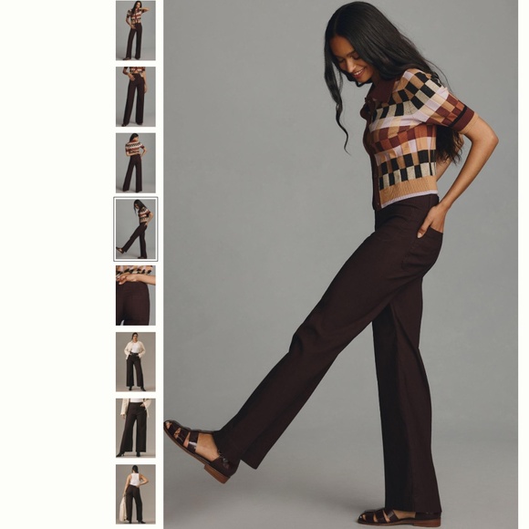 Maeve Chocolate Wide-Leg Pants - Picture 3 of 6